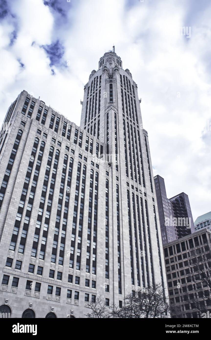 The Leveque Tower un gratte-ciel dans le centre-ville de Columbus, Ohio. Banque D'Images