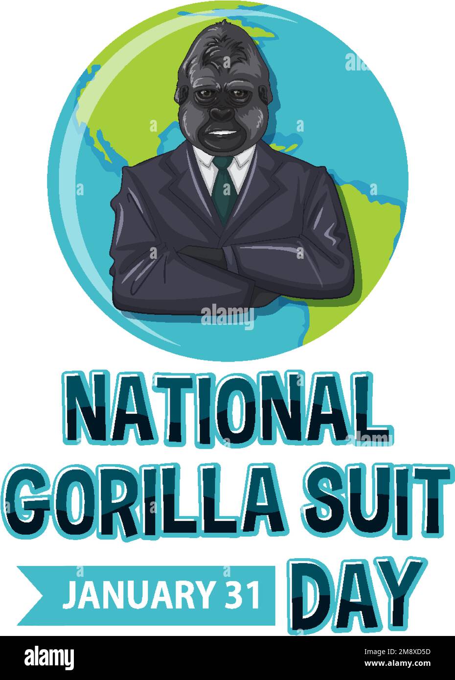 Illustration de la bannière nationale Gorilla suit Day Illustration de Vecteur