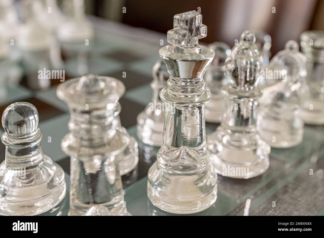 Pièces des échecs en verre Banque D'Images