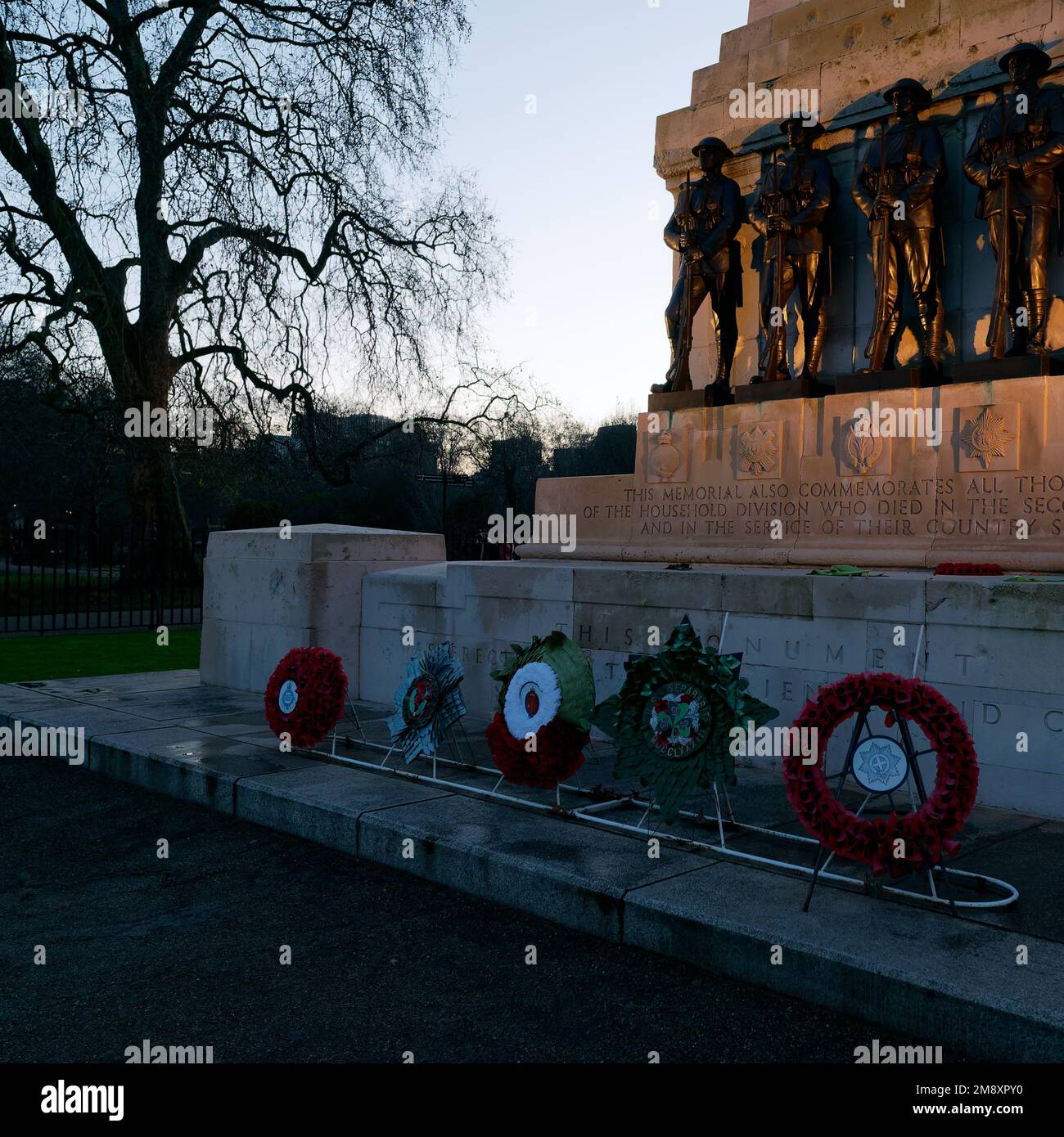 Le Mémorial des gardes un mémorial de la première Guerre mondiale en face de Horse Guards Parade. Londres, Angleterre. Banque D'Images