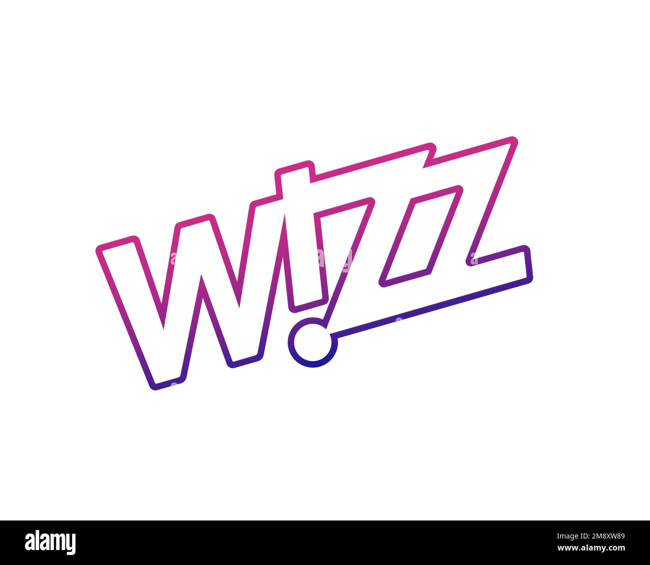 Wizz Air, logo pivoté, fond blanc Banque D'Images