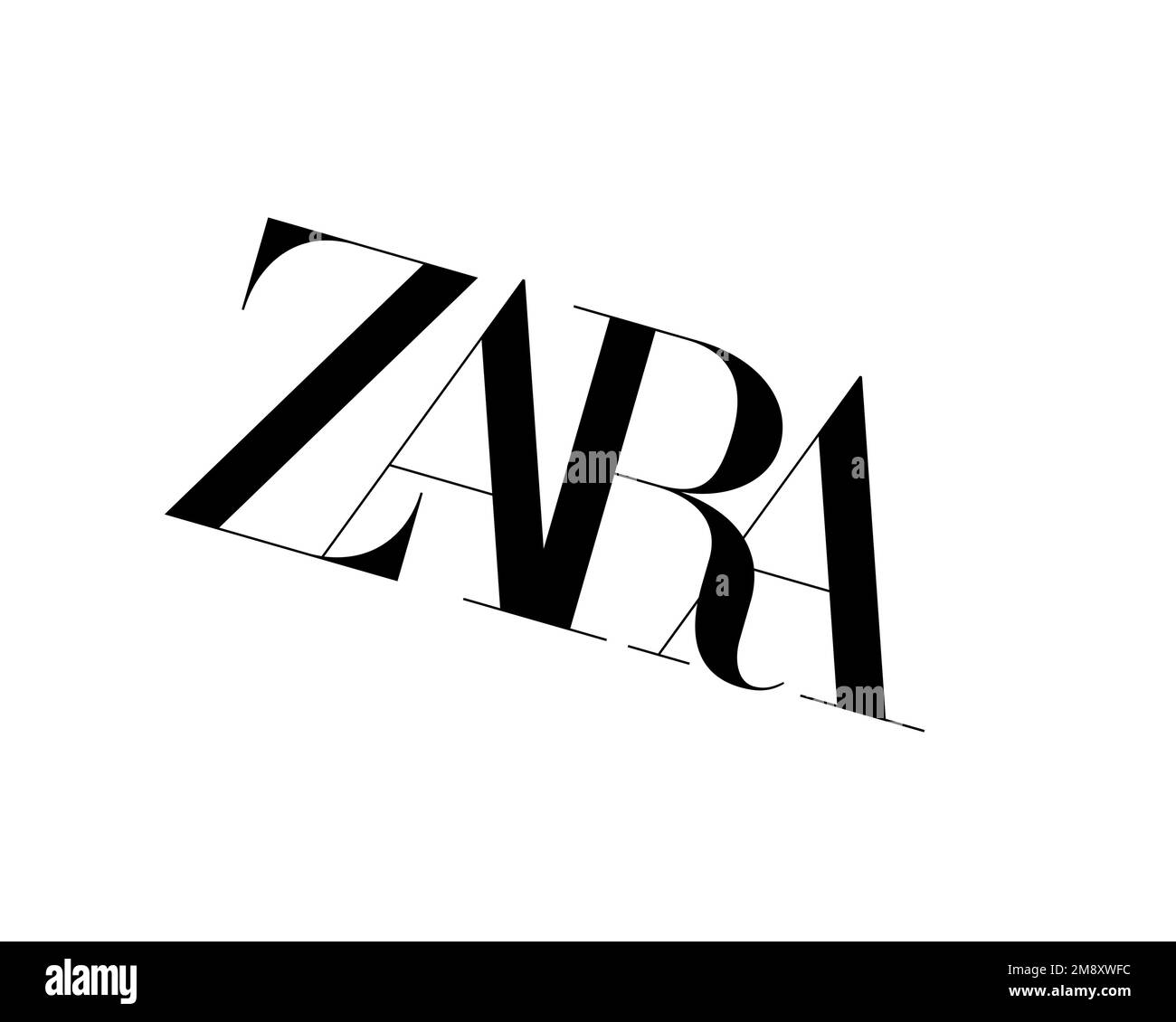 Zara Retail, er Zara Retail, er, logo pivoté, fond blanc B Banque D'Images