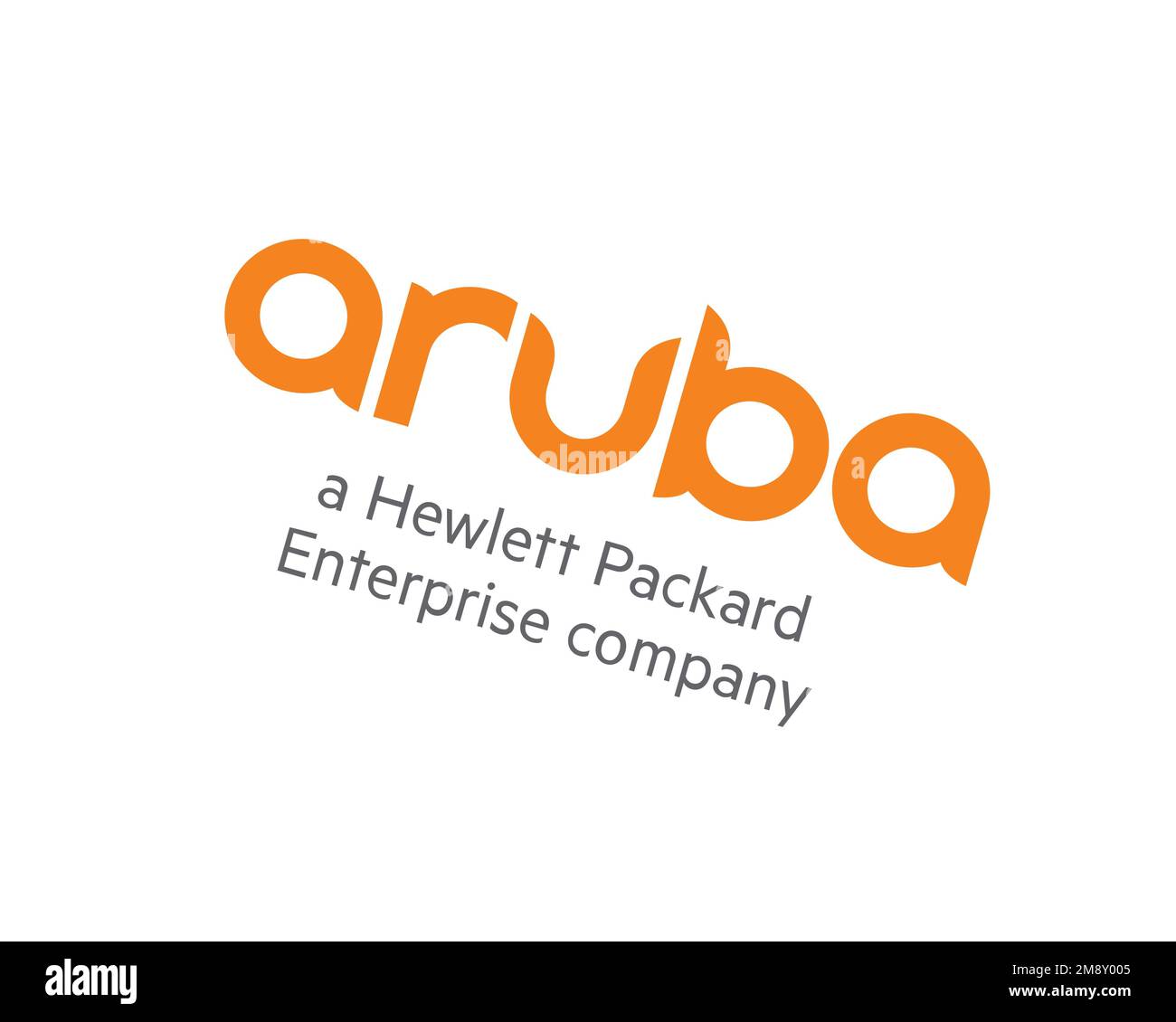Aruba Networks, logo pivoté, fond blanc B Banque D'Images