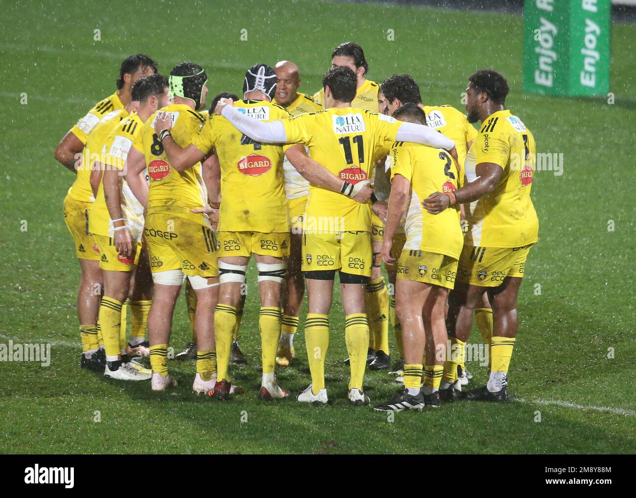 Équipe Stade Rochelais pendant la coupe des champions, match de rugby