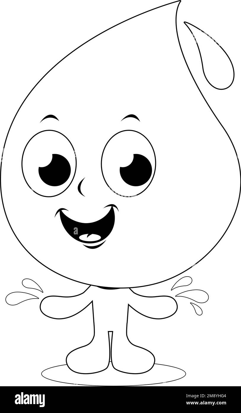 Caractère goutte d'eau. Page de couleur noire et blanche vectorielle Illustration de Vecteur