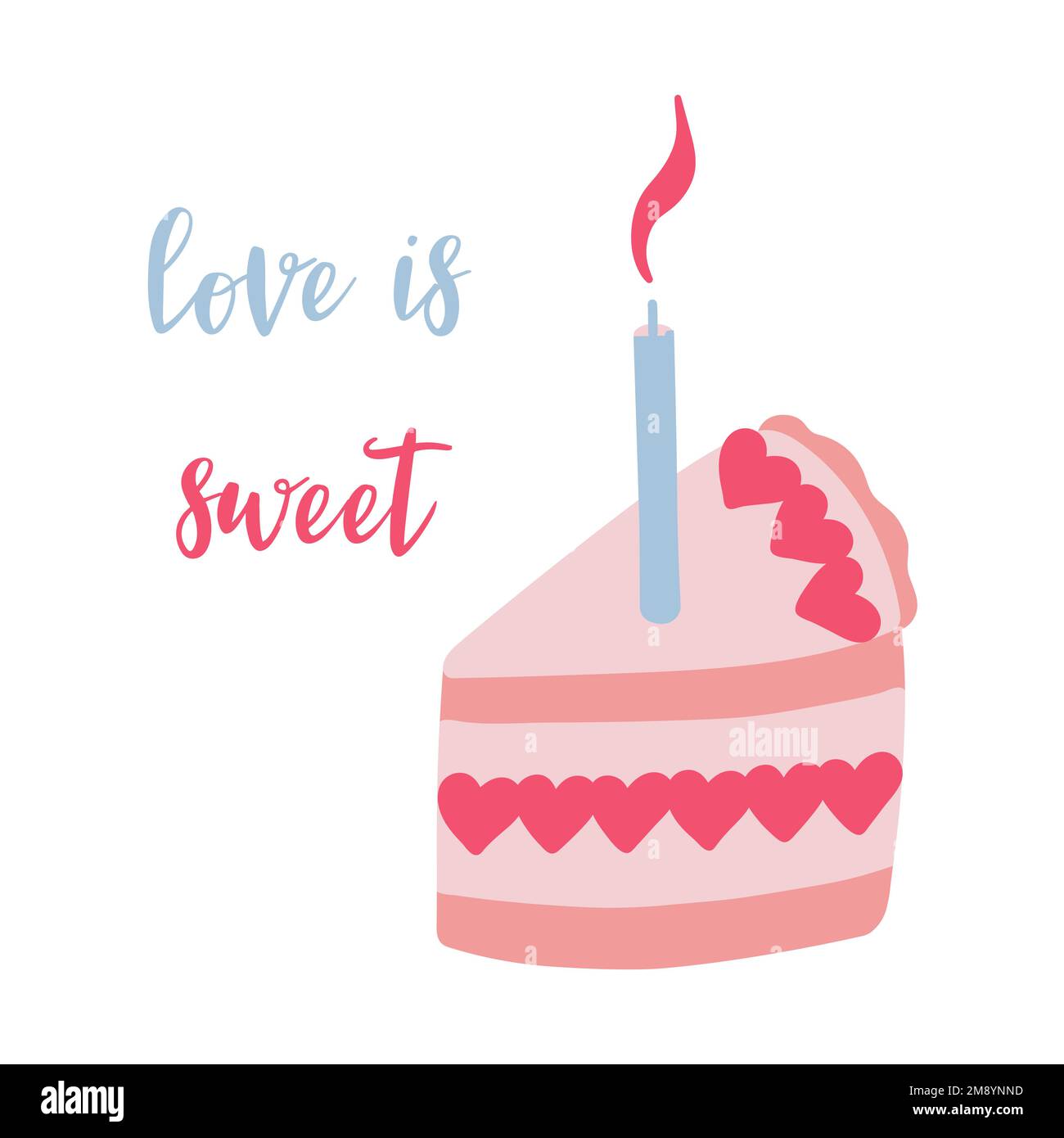 Jolie bannière Valentines, carte de vœux avec texte et illustration vectorielle. L'amour est doux Illustration de Vecteur