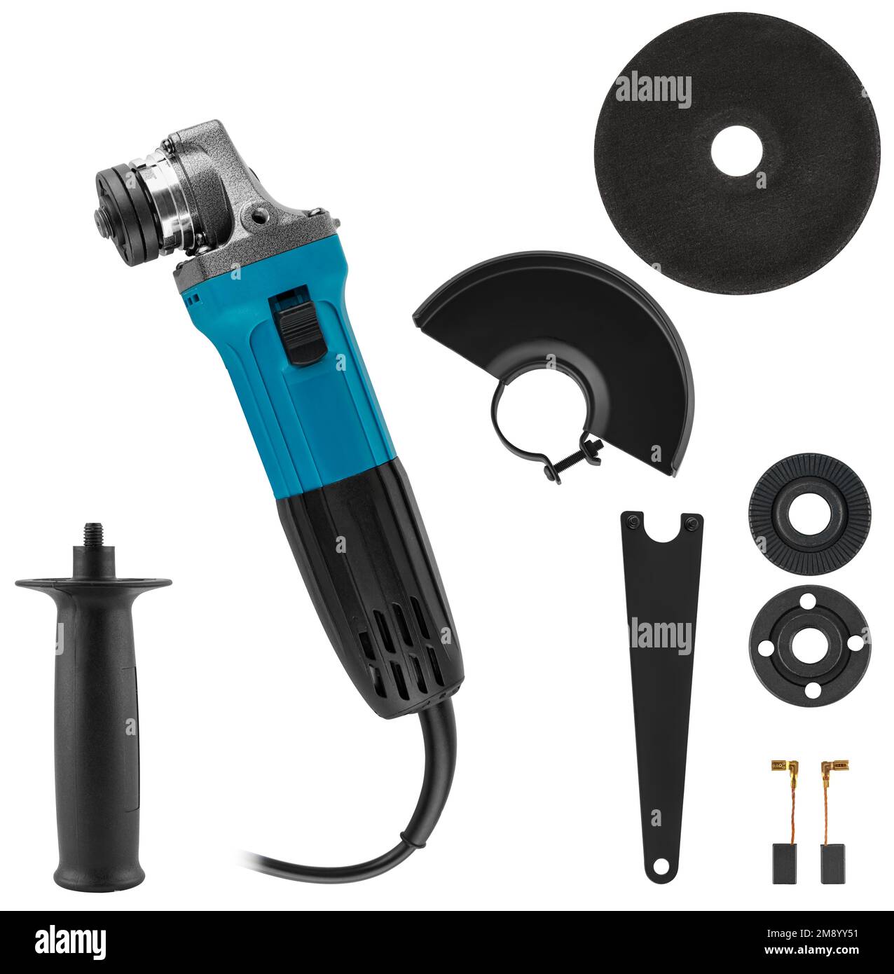 meuleuse d'angle, outil électrique, sur un fond blanc isolé Banque D'Images