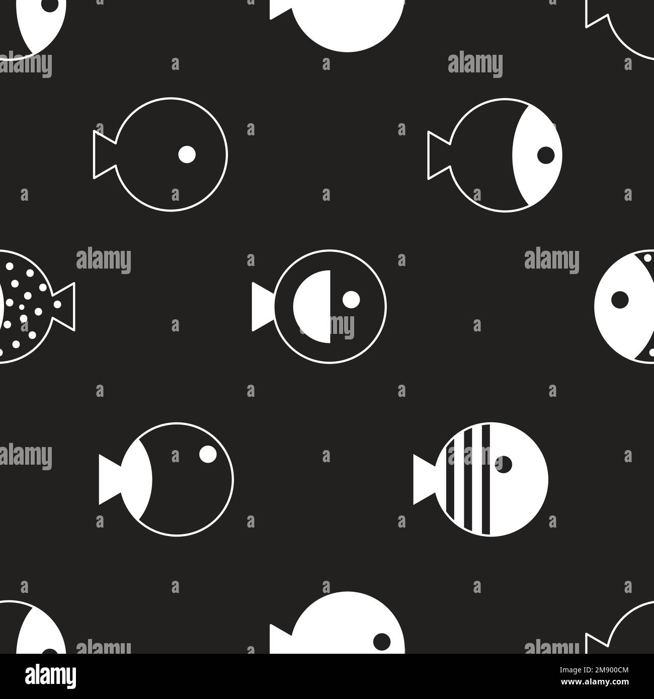 Motif géométrique sans couture pour les textiles et les tissus. Imprimé poisson, fond de dessin animé avec animaux marins Illustration de Vecteur