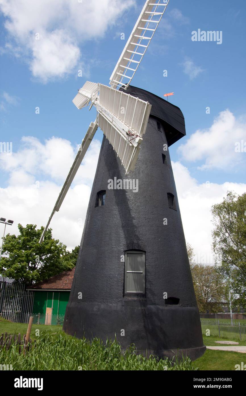 Moulin à vent Ashbys survivant, Brixton, Londres, un moulin à tour classé de catégorie II restauré dans le quartier de Lambeth à Londres. Banque D'Images
