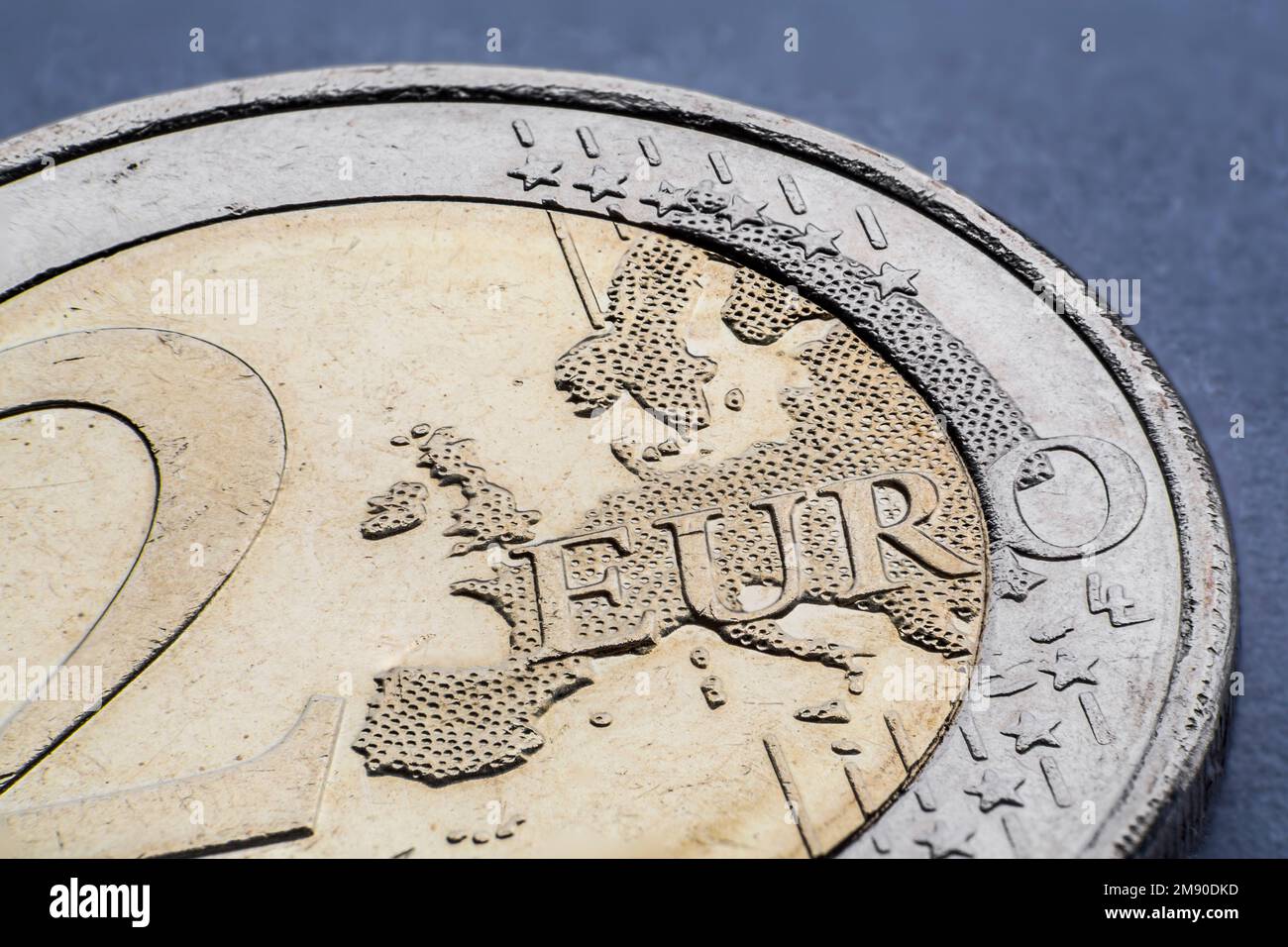 Un gros plan de la pièce de deux euros. Banque D'Images
