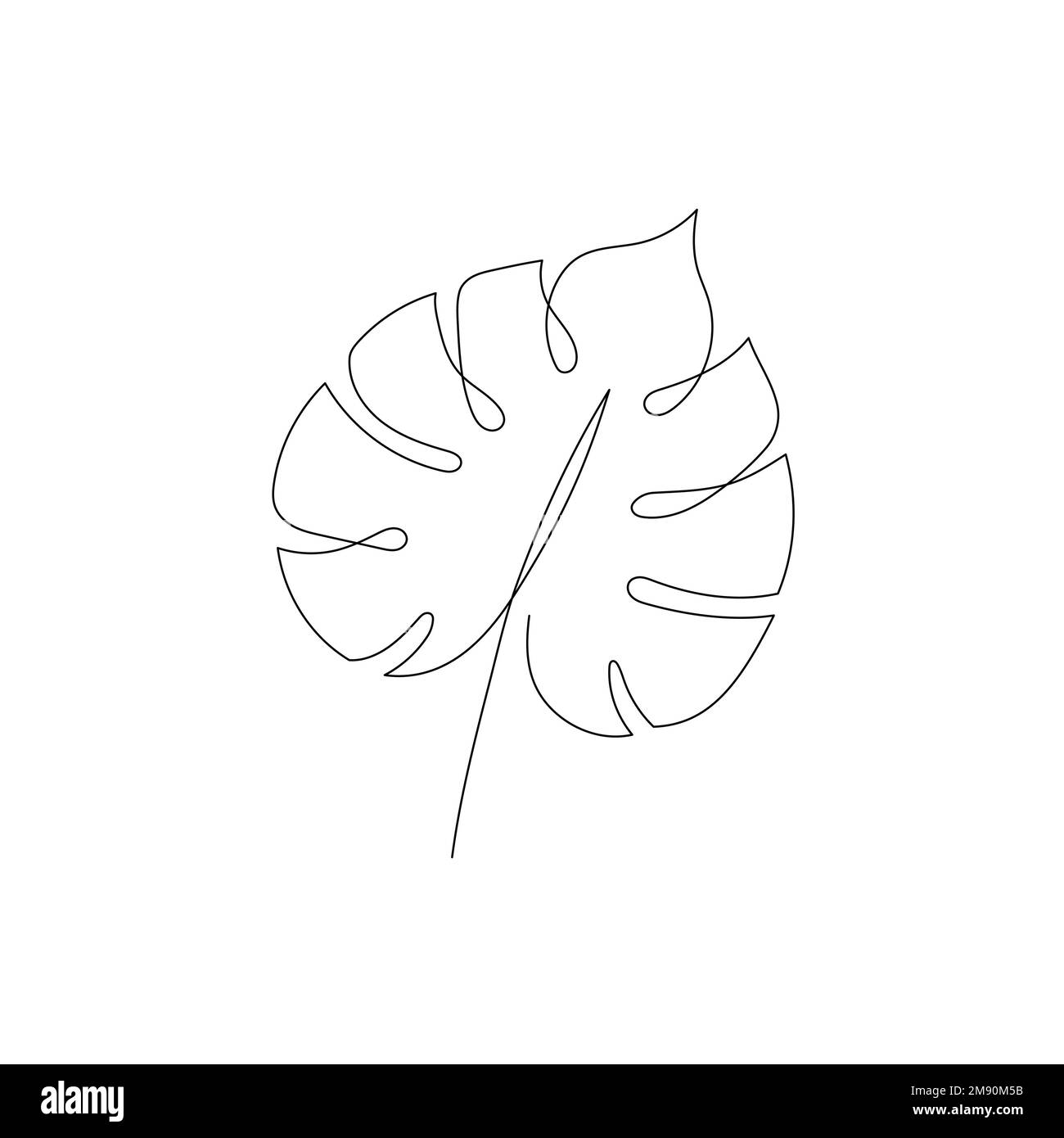 Illustration des feuilles de monstère linéaire Un dessin de feuilles de monstère décoratif en ligne continue. Élément de feuille de palmier tropicale simple trait modifiable. Illustration vectorielle isolée Illustration de Vecteur