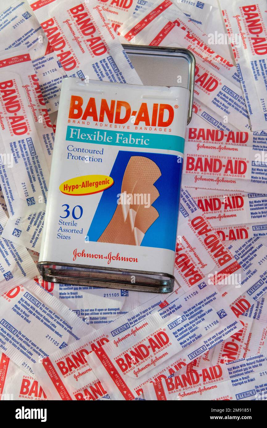 La marque Band-Aid est un bandage adhésif flexible pour le soin des plaies, États-Unis Banque D'Images