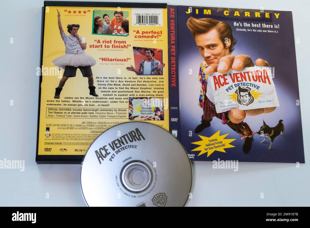 Encore la vie du DVD 'Ace Ventura, PET Detective' sorti en 1994, Etats-Unis Banque D'Images