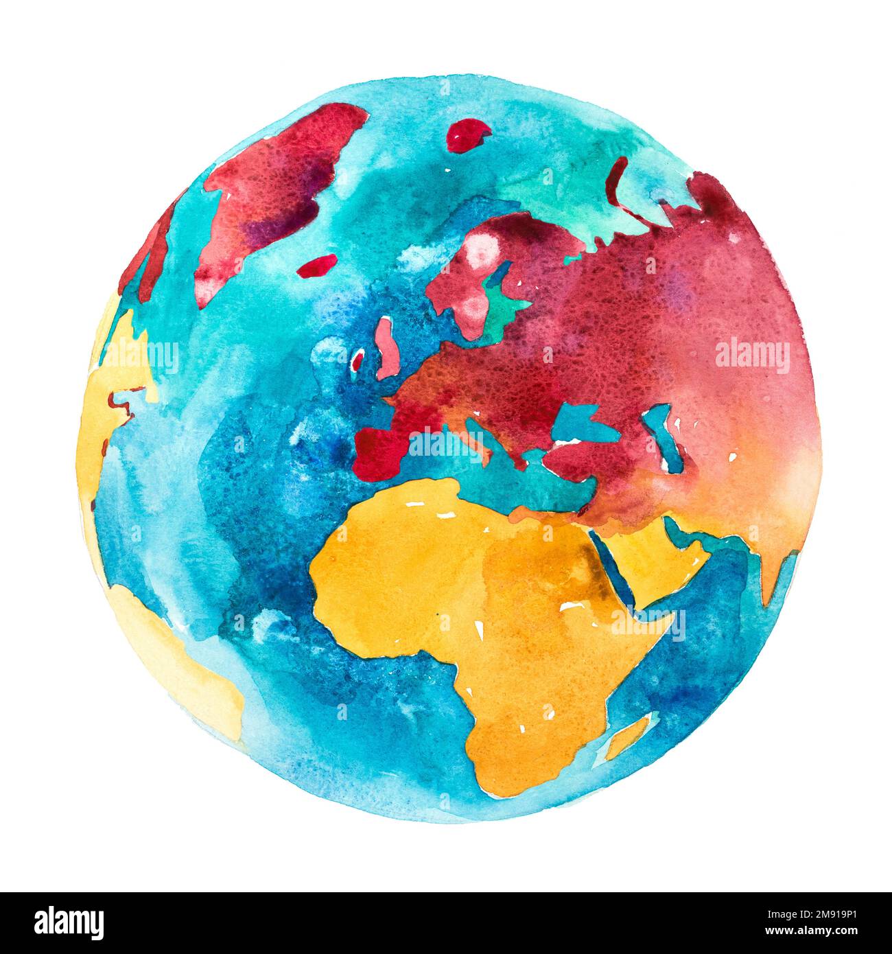 L'Europe et l'Afrique dans le monde. Planète Terre. Aquarelle Banque D'Images