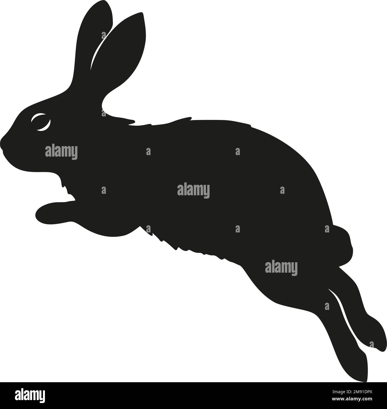 Lapin bunny saut silhouette Easter vecteur animal oreille noir forme ressort graphique Illustration de Vecteur