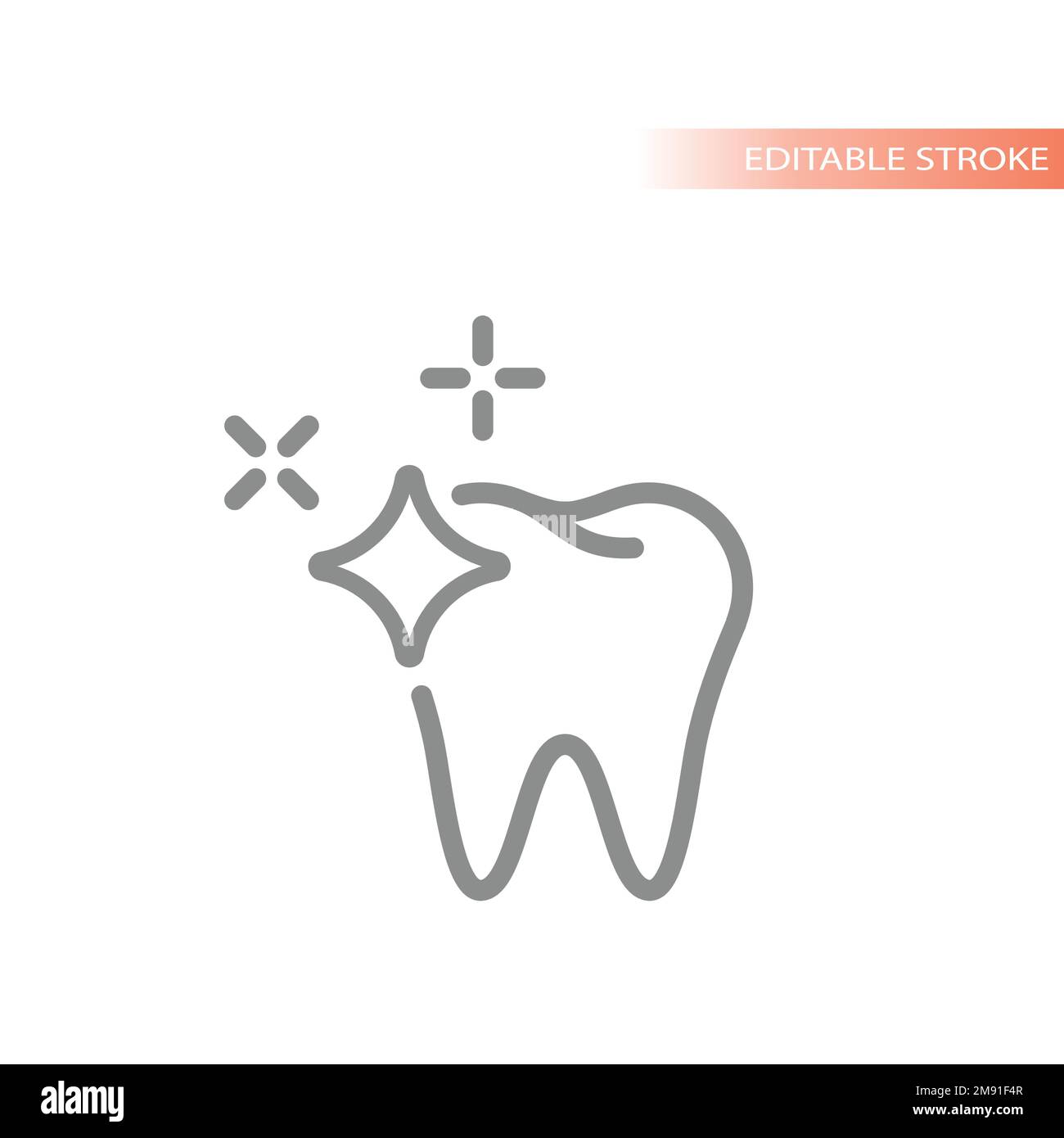 Icône vectorielle brillante et étincelante. Symbole de contour des dents blanches sain. Illustration de Vecteur