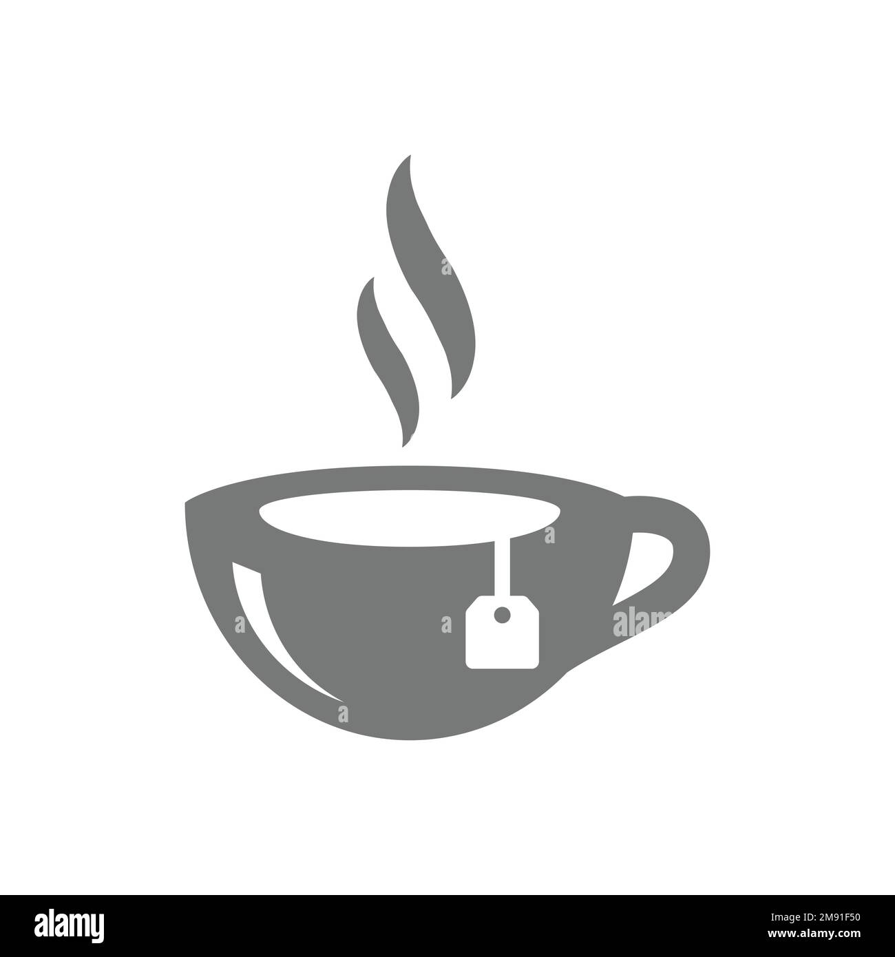 Tasse de thé chaude avec un sac rempli d'icône. Tasse, tasse à thé avec symbole de vecteur vapeur. Illustration de Vecteur