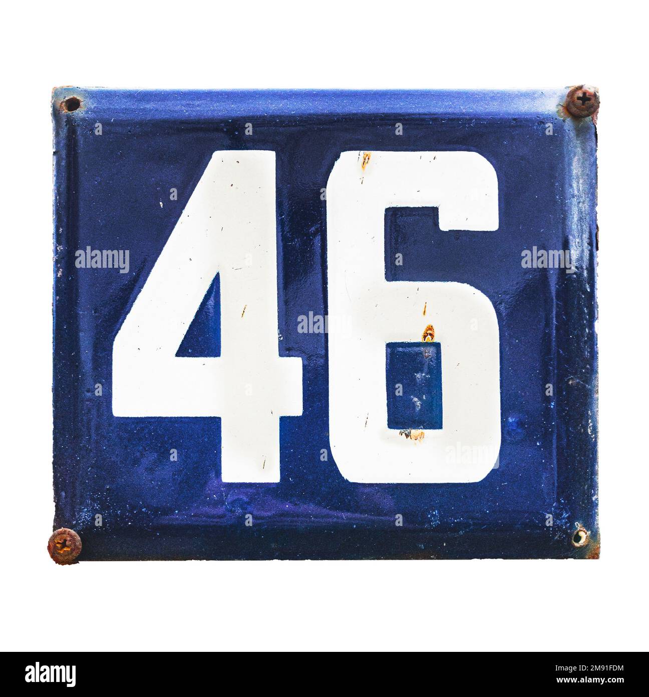 ancien numéro de plaque d'adresse de maison 46, isolé Banque D'Images