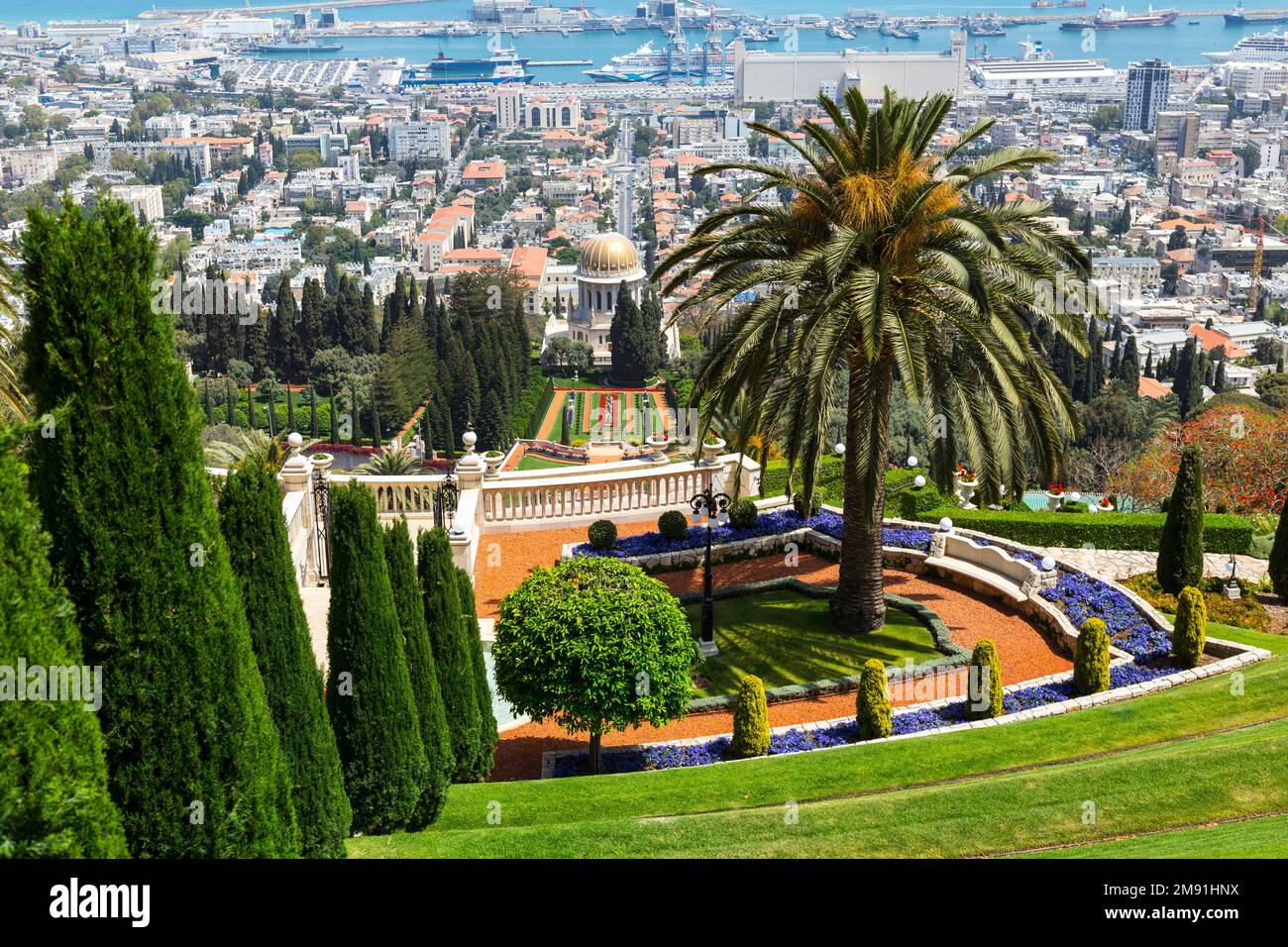 Jardins bahaïens de la place Sainte, Haïfa, Israël Banque D'Images
