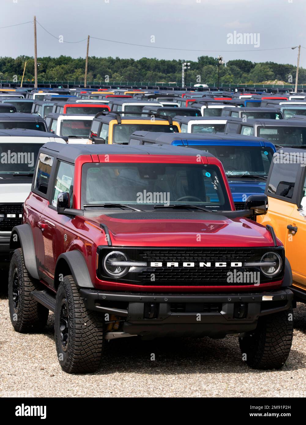 Les nouveaux vus Ford Bronco dans le parc de véhicules de la banlieue de Detroit Banque D'Images