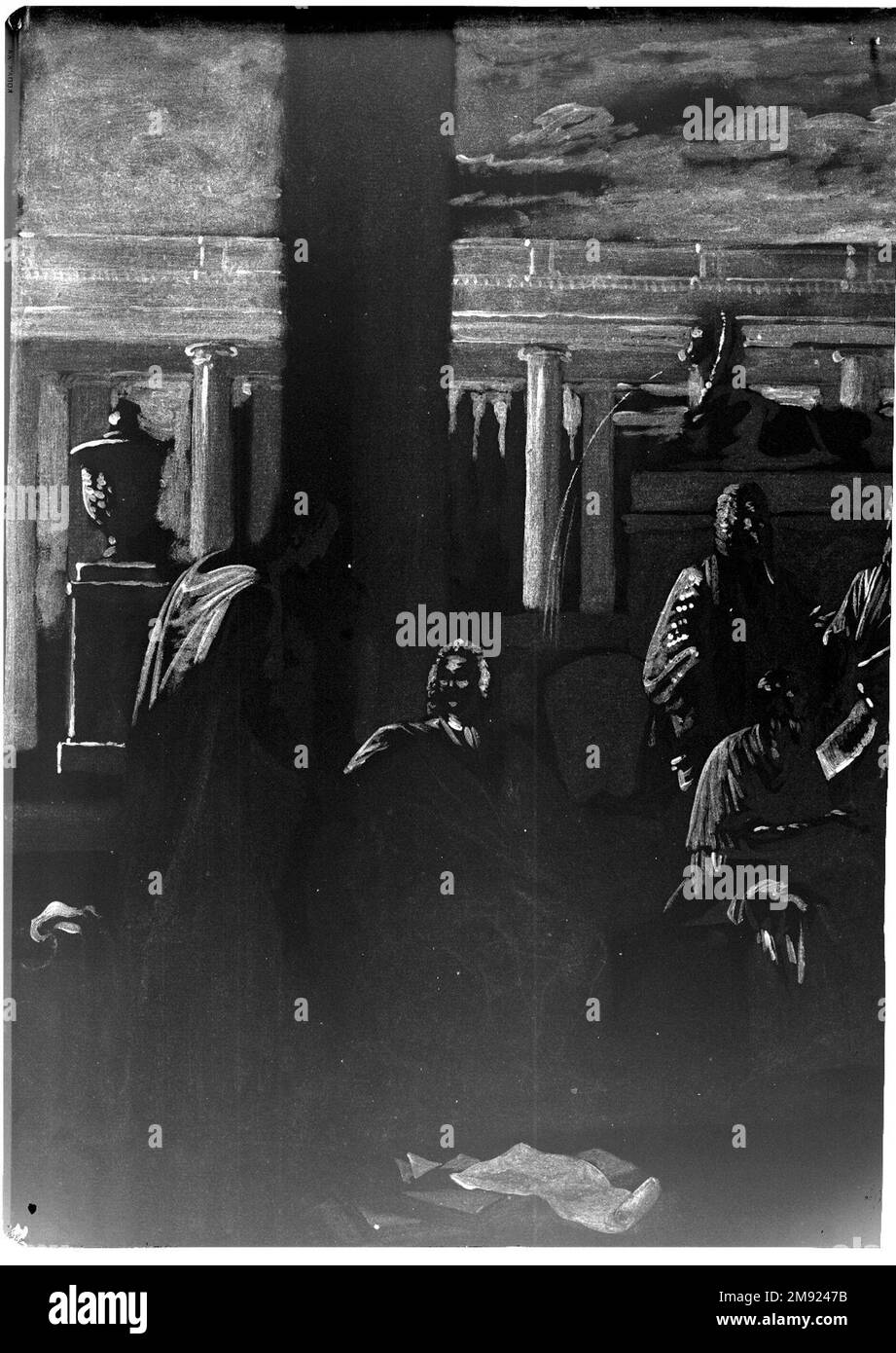 Connaissez ton moi Benjamin West (américain, 1738-1820). Connaissez ton moi, 1768. Encre de Galle de fer et lavages, et impasto d'huile et lavages sur papier ivoire, modérément épais, modérément texturé., feuille: 18 3/4 x 25 1/2 po. (47,6 x 64,8 cm). Probablement une étude préliminaire pour une peinture d’histoire jamais réalisée, le dessin WASH de Benjamin West présente une vision allégorique de la Royal Academy of Arts de Londres, une organisation d’artistes professionnels fondée en 1768, comme un rassemblement d’hommes savants issus de différentes époques. Certaines figures portent des toges classiques, tandis que d'autres ne portent pas de perruques et de robes contemporaines. Réf. Supplémentaire Banque D'Images