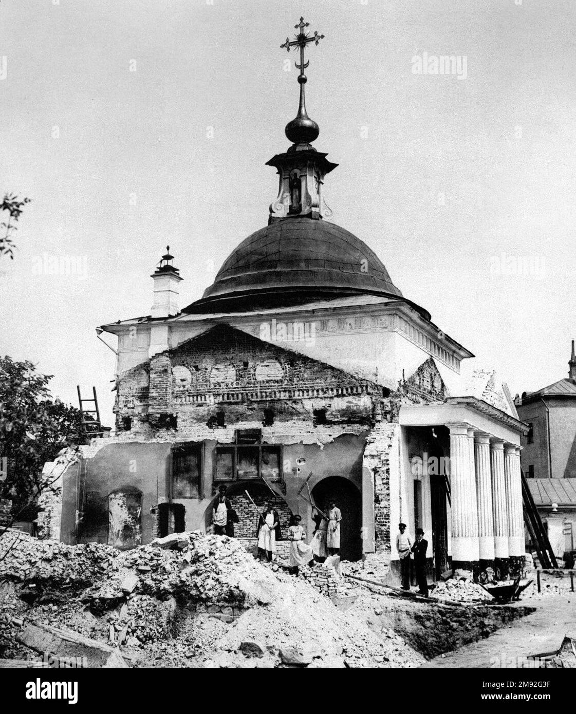 Reconstruire l'église de Théotokos de Rzhev à Moscou ou notre Dame de Rzhev ca. 1896 Banque D'Images