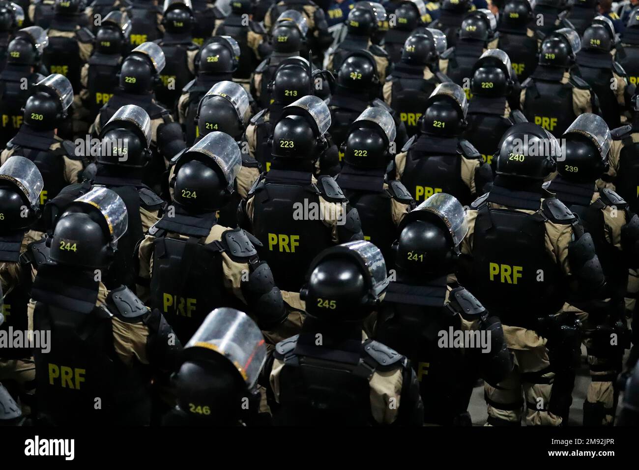 Membres de troupes de la police fédérale brésilienne. Forces de sécurité nationales spécialisées en patrouille routière - Rio de Janeiro, Brésil 07.21.2016 Banque D'Images