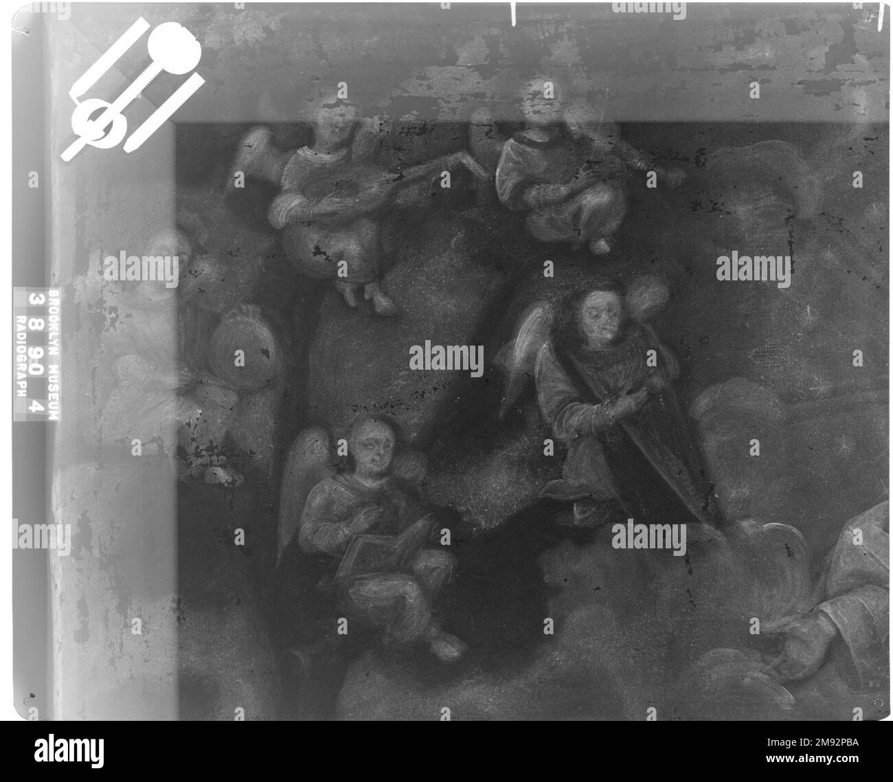 La Vierge de la Miséricorde avec le cercle des trois Saints de Mauricio García. La Vierge de la Miséricorde avec trois saints, au milieu du 18th siècle. Huile sur toile, 37 5/8 x 26 5/8 in. (95,6 x 67,6 cm). L'art européen au milieu du 18th siècle Banque D'Images