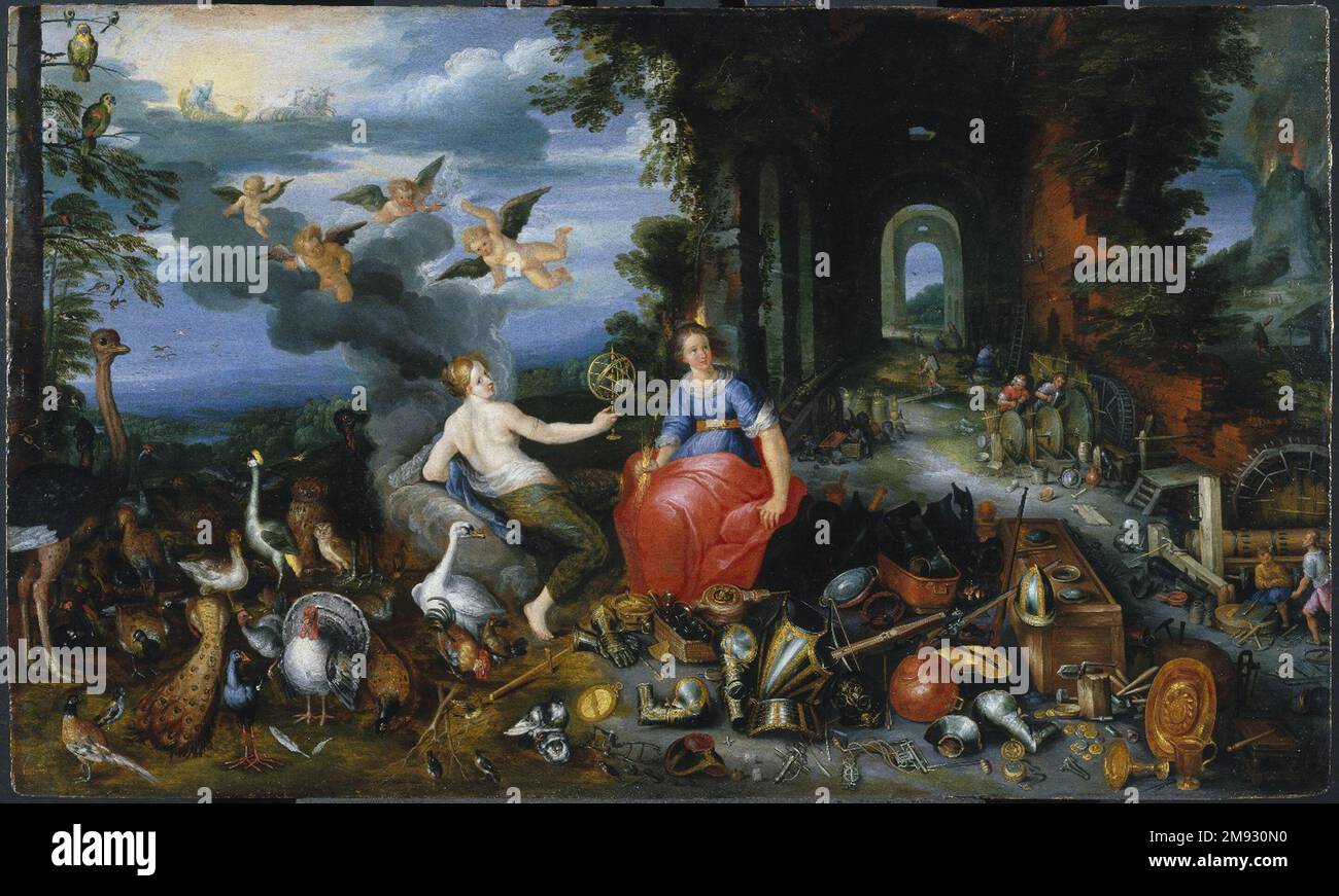 Allégorie d'Air et de feu Studio de Jan Brueghel le plus jeune (flamand, 1601-1678). Allégorie de l'air et du feu, ca. 1630. Huile sur panneau, 20 1/16 x 34 in. (51,0 x 86,4 cm). Art européen ca. 1630 Banque D'Images