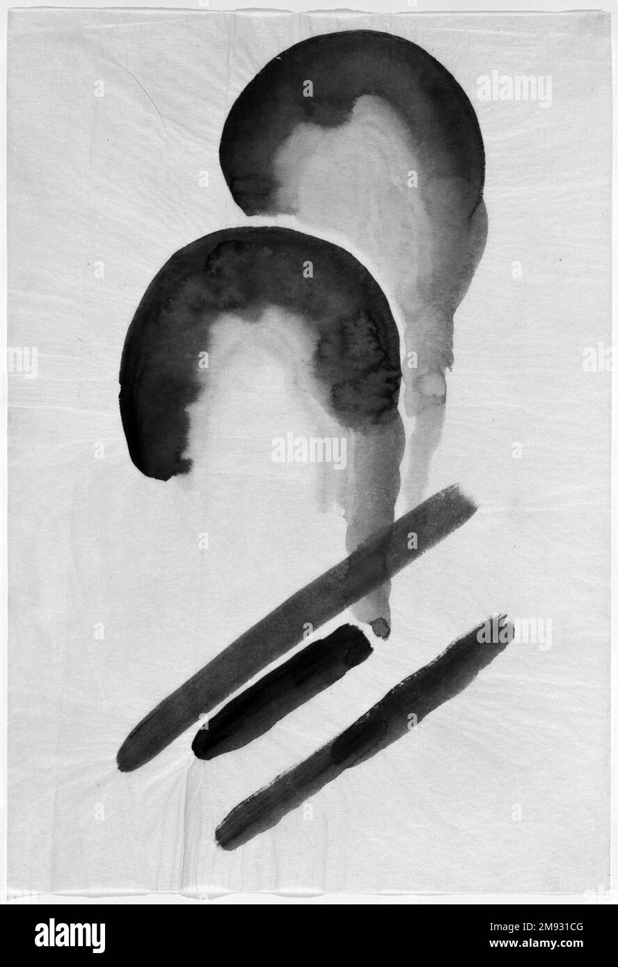 Blue #4 Georgia O'Keeffe (cuisine américaine, 1887-1986). Bleu #4, 1916. Aquarelle sur papier, 15 15/16 x 10 15/16 cm (40,5 x 27,8 cm). Dans ses premières abstractions, O’Keeffe a rendu les mêmes formes organiques douces et fluides qu’elle l’a fait dans sa robe. Ses formes arrondies ont également une parenté avec les vocabulaires de forme végétale popularisés par les mouvements internationaux Arts et métiers d'art et Art Nouveau. Quand Alfred Stieglitz a vu ses premières abstractions, il est connu pour avoir exclamé, « enfin, une femme sur papier », et en 1916 et de nouveau en 1917, il a accroché certains d'entre eux dans sa galerie au 291 Cinquième Avenue. Art américain Banque D'Images