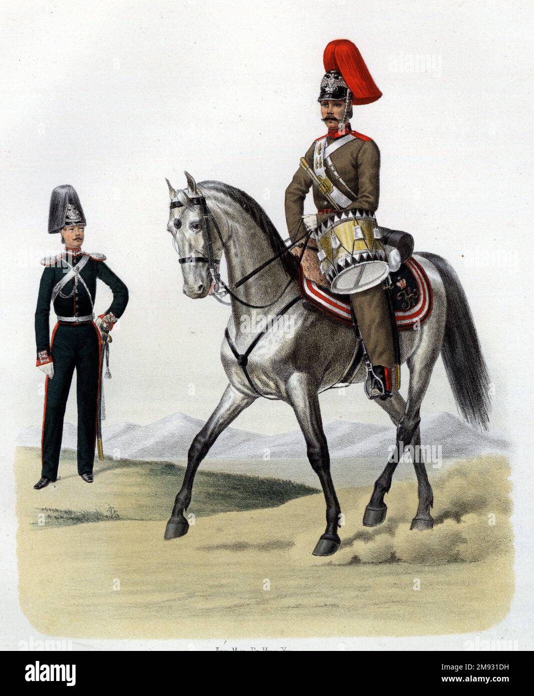 Régiment de dragons des gardes de la vie 1844-1855. Chef de la direction. (Uniforme de cérémonie) batteur. (Tenue militaire de cérémonie hiver) Banque D'Images