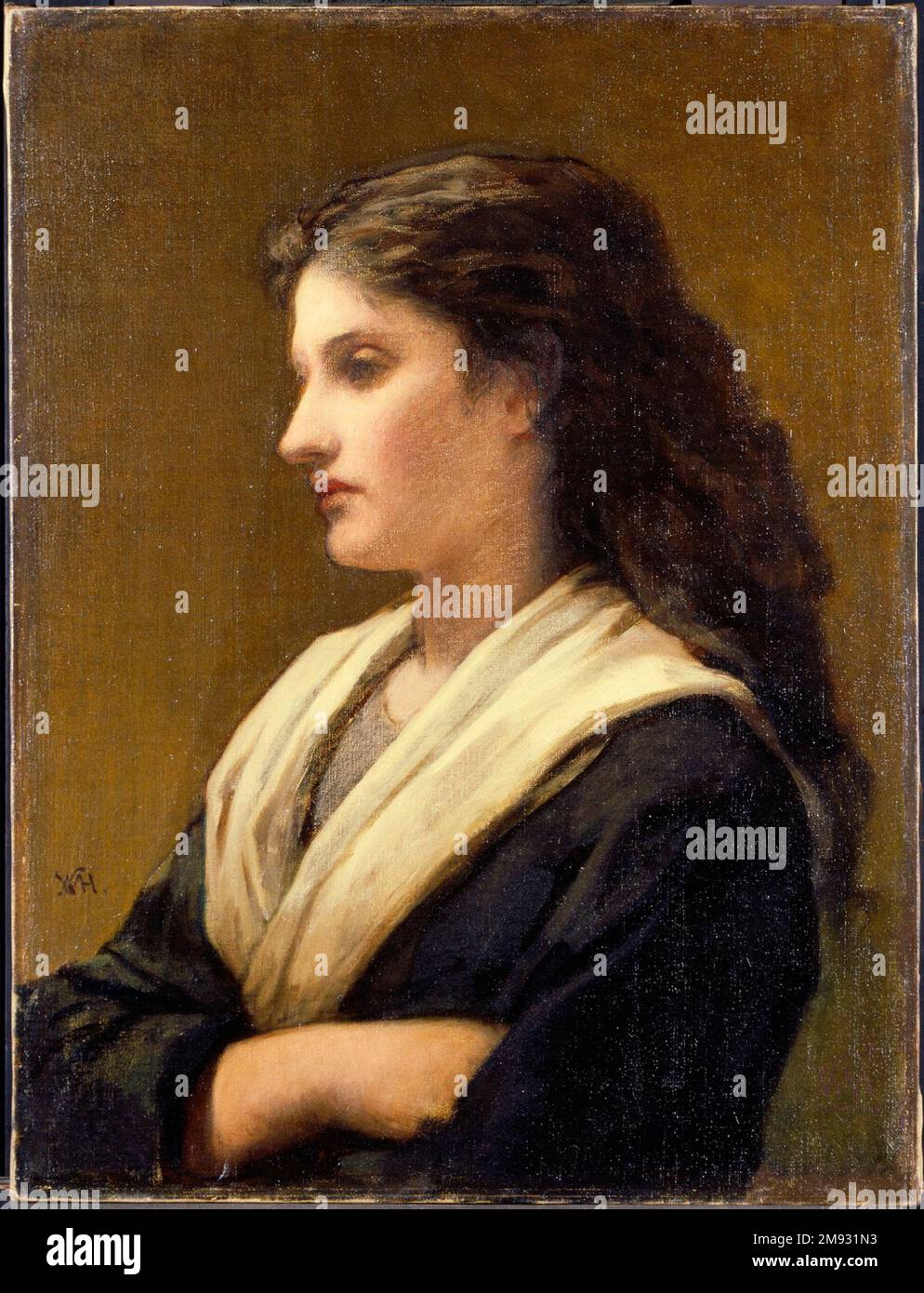 Étude d'un chef féminin William Morris Hunt (américain, 1824-1879). Étude d'une tête féminine, 1872. Huile sur toile, 23 15/16 x 18 in. (60,8 x 45,7 cm). Art américain 1872 Banque D'Images