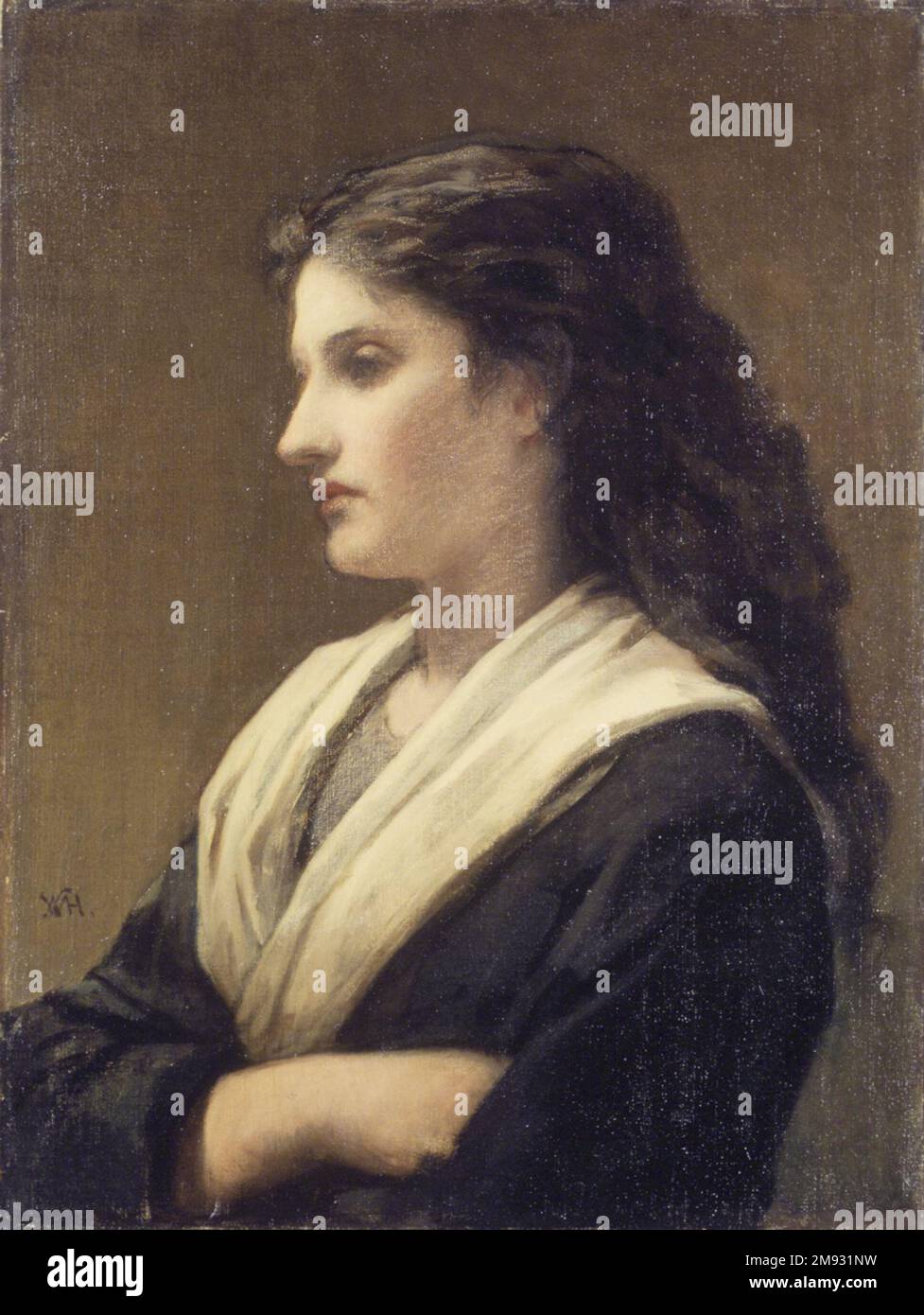 Étude d'un chef féminin William Morris Hunt (américain, 1824-1879). Étude d'une tête féminine, 1872. Huile sur toile, 23 15/16 x 18 in. (60,8 x 45,7 cm). Art américain 1872 Banque D'Images