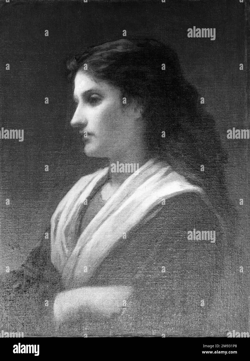 Étude d'un chef féminin William Morris Hunt (américain, 1824-1879). Étude d'une tête féminine, 1872. Huile sur toile, 23 15/16 x 18 in. (60,8 x 45,7 cm). Art américain 1872 Banque D'Images