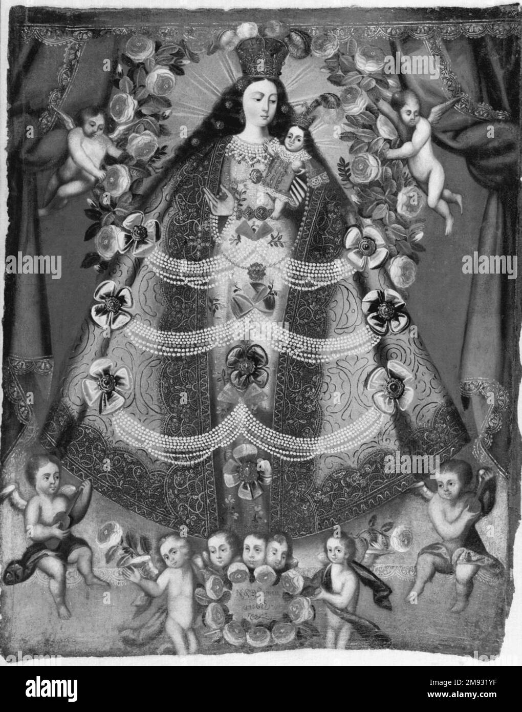 École notre Dame de Pomata Cuzco. Notre Dame de Pomata, 1675. Huile sur toile, 44 3/4 x 35 1/2in. (113,7 x 90,2cm). Art européen 1675 Banque D'Images