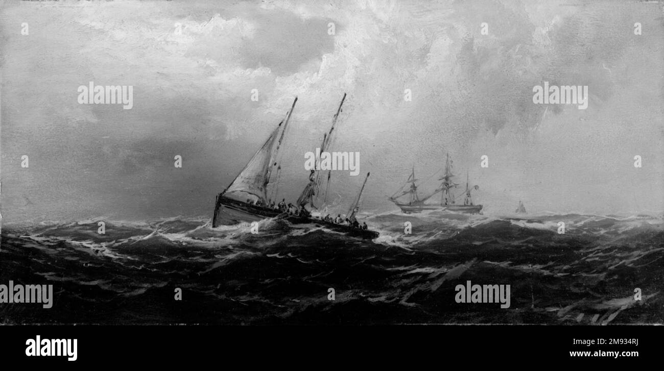 Après a Gale--Wreckers James Hamilton (américain, 1819-1878). Après un Gale--Wreckers, ca. 1875. Huile sur panneau, 7 15/16 x 16 in. (20,2 x 40,7 cm). Art américain ca. 1875 Banque D'Images