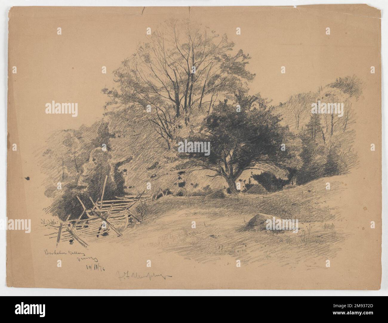 Berkshire Valley, Jersey John Francis Murphy (américain, 1853-1921). Vallée du Berkshire, Jersey, 11 octobre 1876. Graphite sur papier, feuille : 10 7/8 x 14 3/8 po. (27,6 x 36,5 cm). 11 octobre 1876 d'art américain Banque D'Images