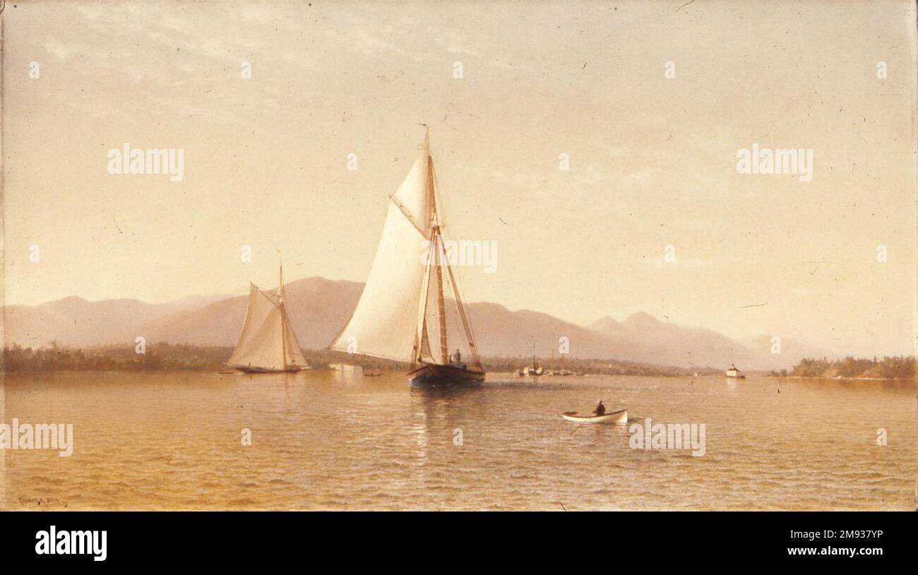 L'Hudson au Tappan Zee Francis Augustus Silva (américain, 1835-1886). L'Hudson au Tappan Zee, 1876. Huile sur toile, châssis : 33 1/2 x 51 11/16 x 4 5/8 in. (85,1 x 131,3 x 11,7 cm). Art américain 1876 Banque D'Images