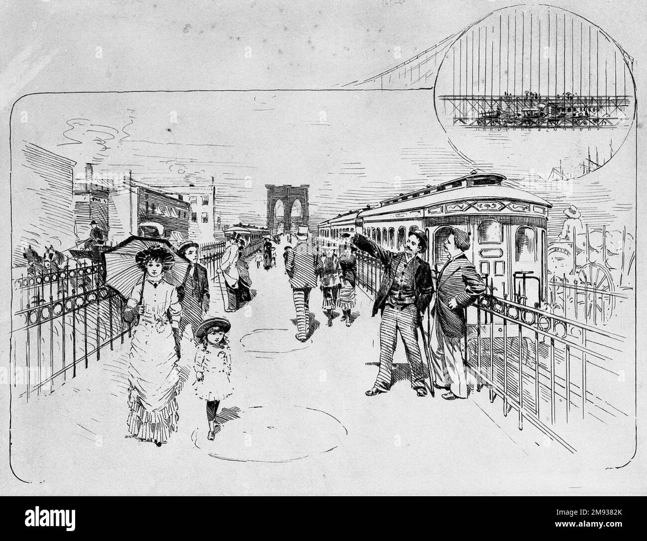 Ouverture du pont de Brooklyn Isaac Walton Taber (américain, 1857-1933). Ouverture du pont de Brooklyn, s.d. Stylo et encre sur papier épais, feuille : 10 9/16 x 13 1/16 po. (26,8 x 33,2 cm). Art américain n.d. Banque D'Images