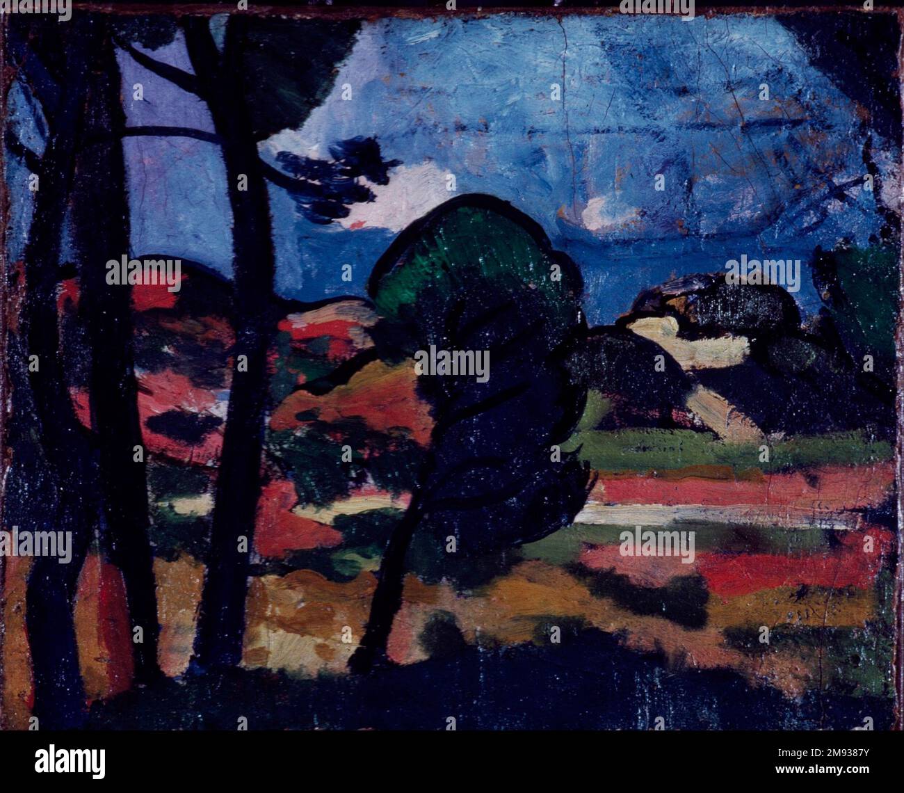 Paysage en Provence (Paysage de Provence) André Derain (français, 1880-1954). Paysage en Provence (Paysage de Provence), ca. 1908. Huile sur toile, 12 11/16 x 16 in. (32,2 x 40,6 cm). Ici, la conception schématique et la composition comprimée qui s'effondrent en premier plan et en arrière-plan montrent l'influence croissante de Paul Cézanne, décédé en 1906. À ce moment-là, André Derain a commencé à s'éloigner des couleurs choquantes et non naturalistes des peintures qu'il avait faites quelques années auparavant tout en travaillant avec Henri Matisse à Collioure. Au lieu de cela, il a commencé à mettre l'accent sur la géométrie et la structure sous-jacentes Banque D'Images