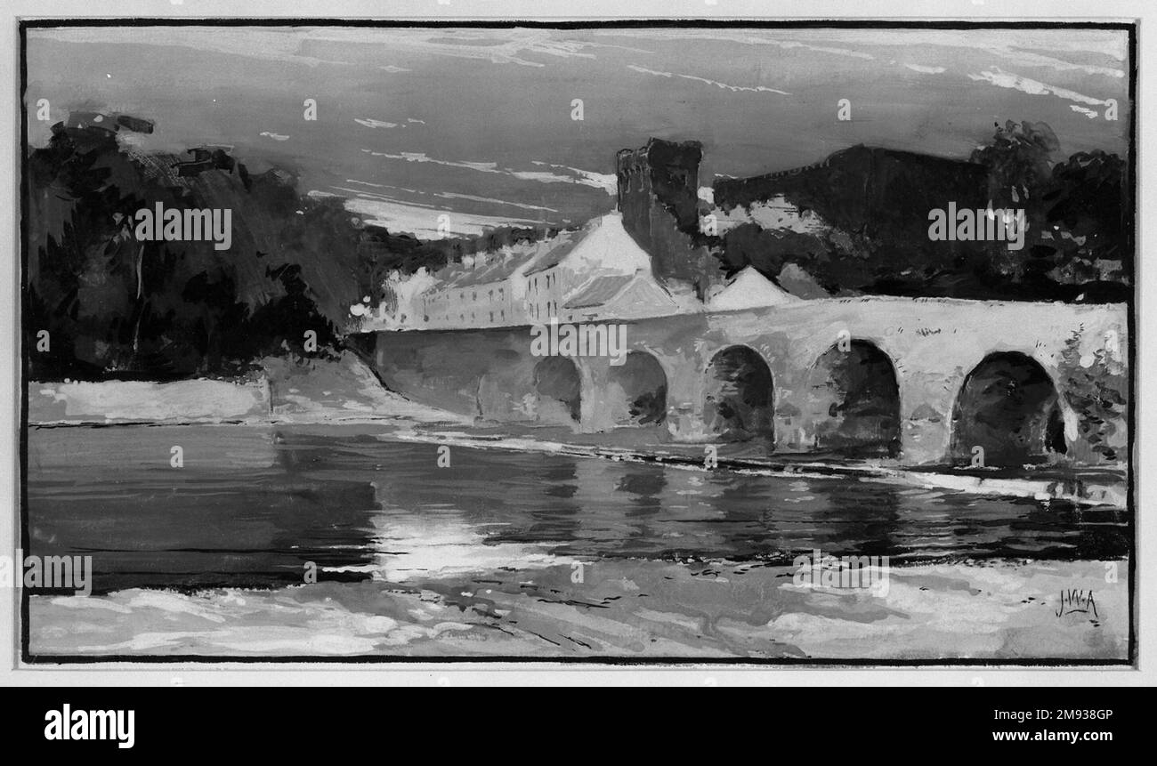 Pont en Irlande John White Alexander (américain, 1856-1915). Pont en Irlande, n.d. Aquarelle et encre sur papier, feuille : 7 3/4 x 12 5/8 po. (19,7 x 32,1 cm). Art américain n.d. Banque D'Images