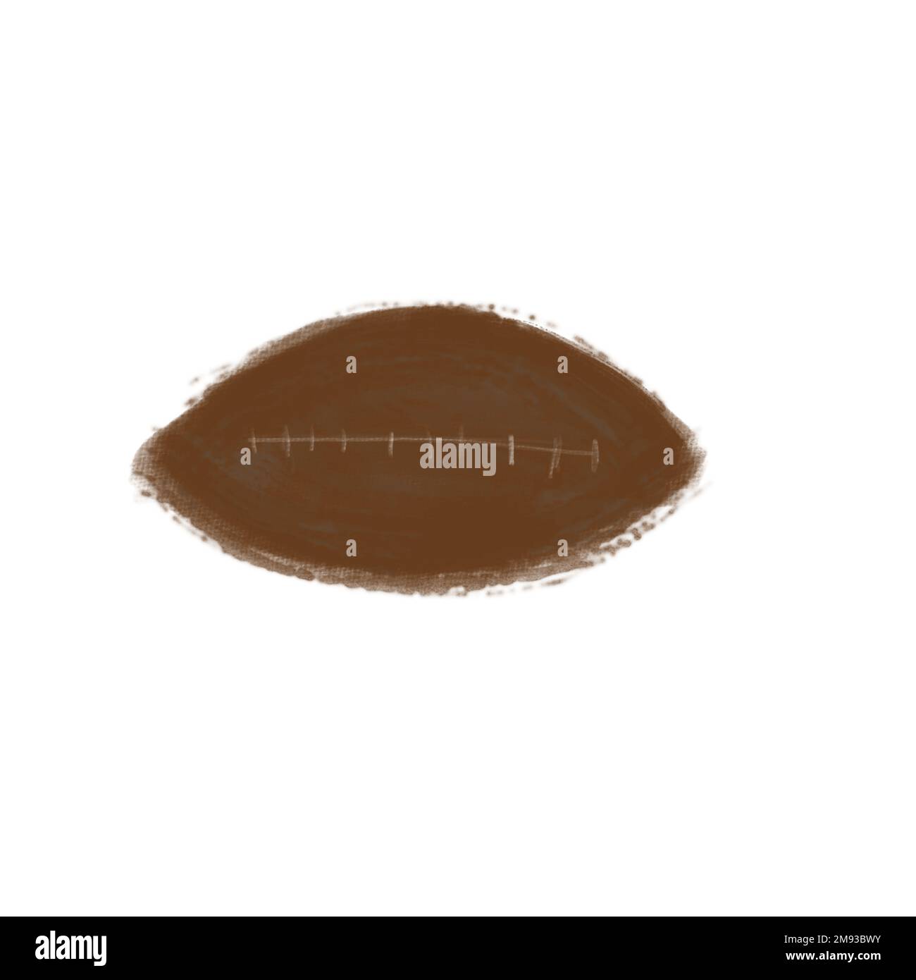 Un ballon de football peint sur fond blanc Uni, propice à l'utilisation comme élément de collage ou pour les clips ou les couches et beaucoup d'espace de copie Banque D'Images