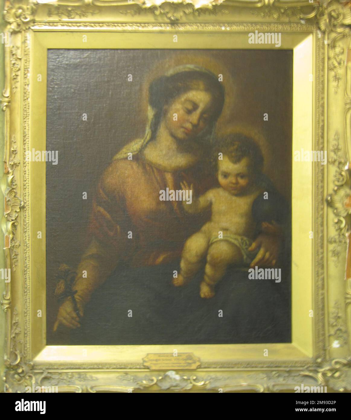 Vierge du Rosaire avec l'enfant Christ dans le style de Bartolomé Estebán Murillo (éventuellement École de Grenade) (espagnol, 1618-1682). La Vierge du Rosaire avec l'enfant Christ, ca. 1700. Huile sur toile, 34 1/2 x 29 9/16 in. (87,6 x 75,1 cm). Art européen ca. 1700 Banque D'Images