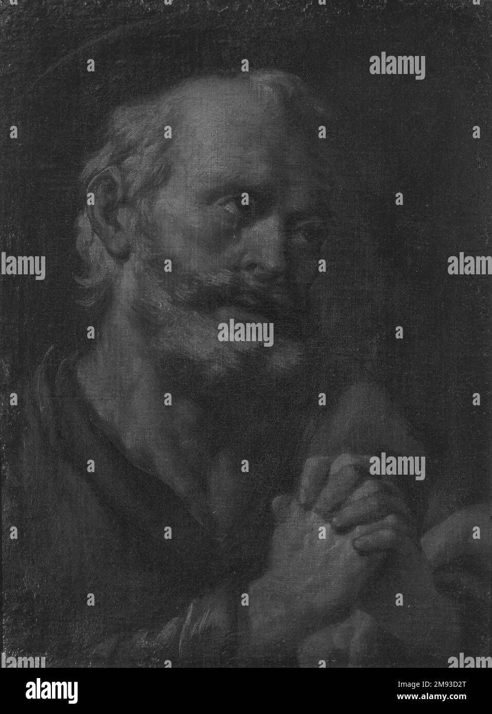 Chef de Penitent Saint Peter Espagnol (probablement École de Séville). , 1660-1700. Huile sur toile, 23 x 17 1/16 in. (58,4 x 43,3 cm). Art européen 1660-1700 Banque D'Images