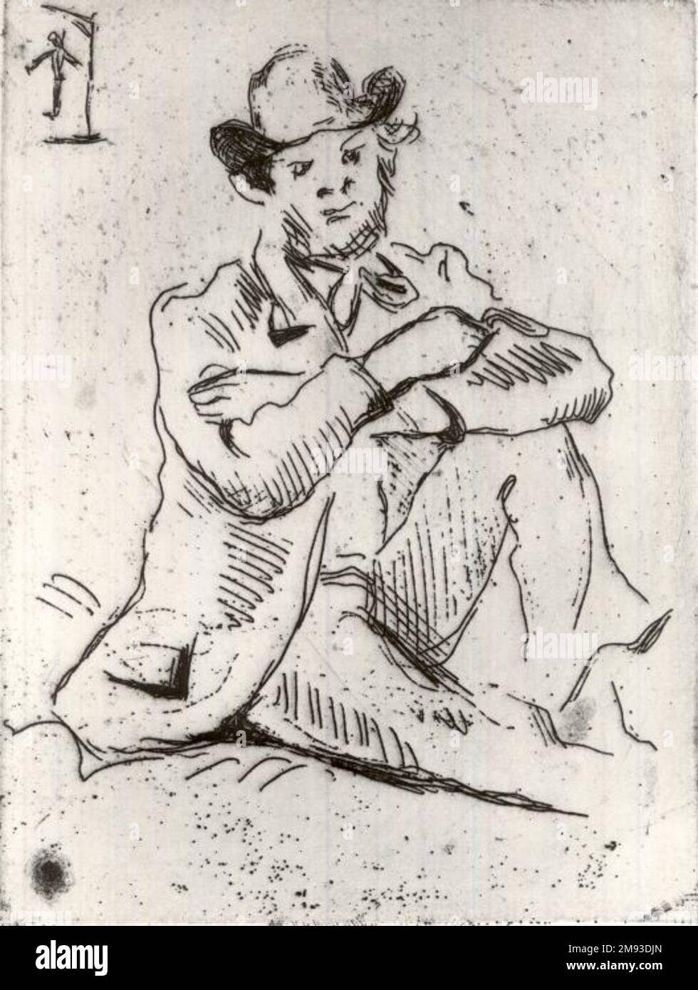 Guillaumin à l'homme pendu (Guillaumin au pendu) Paul Cézanne (français, 1839-1906). Guillaumin à l'homme pendu (Guillaumin au pendu), 1873. Gravure sur papier déposé, 6 1/8 x 4 3/4 po. (15,6 x 12 cm). Art européen 1873 Banque D'Images