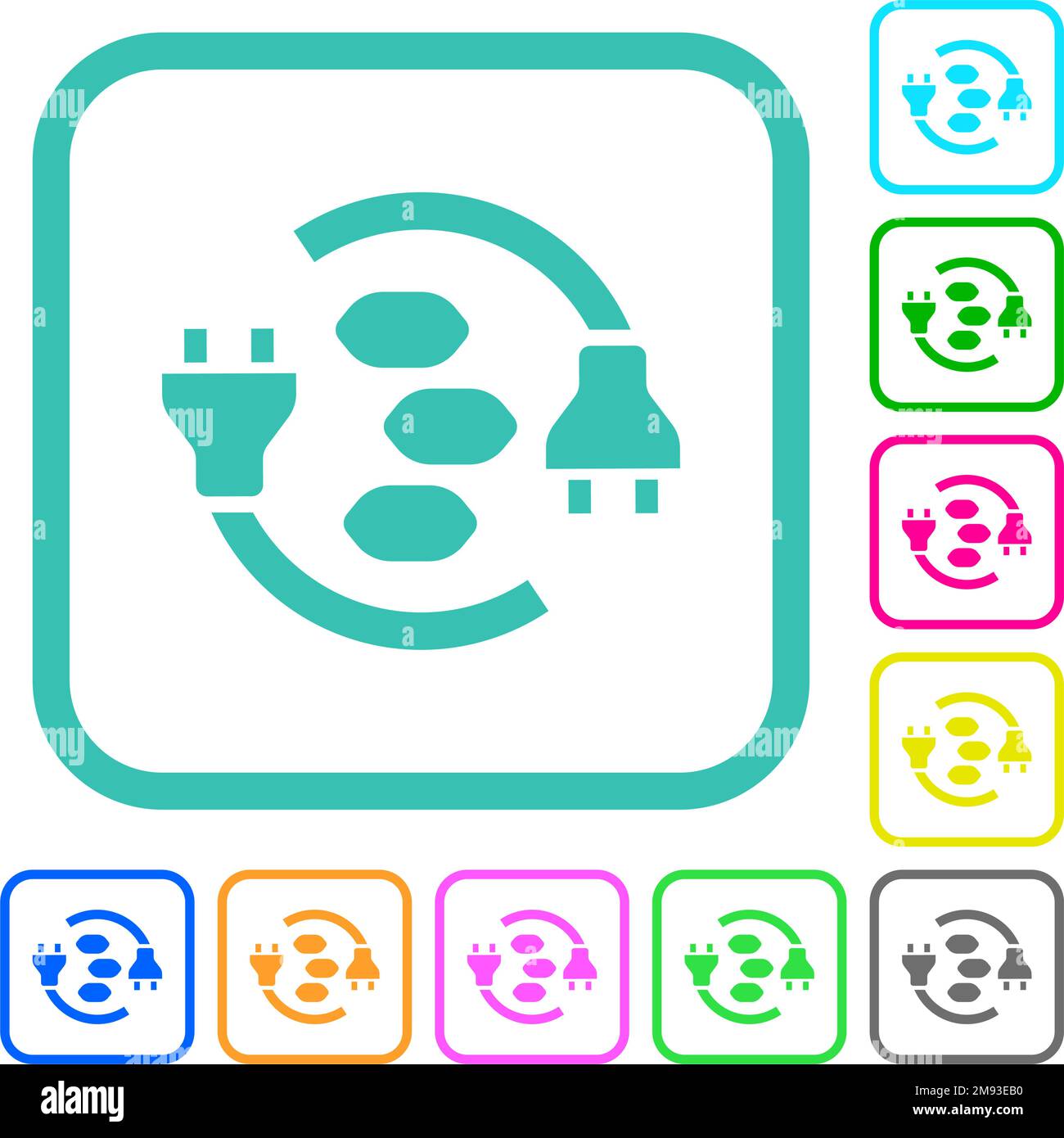 Charbon d'énergie couleurs vives icônes plates dans les bordures incurvées sur fond blanc Illustration de Vecteur