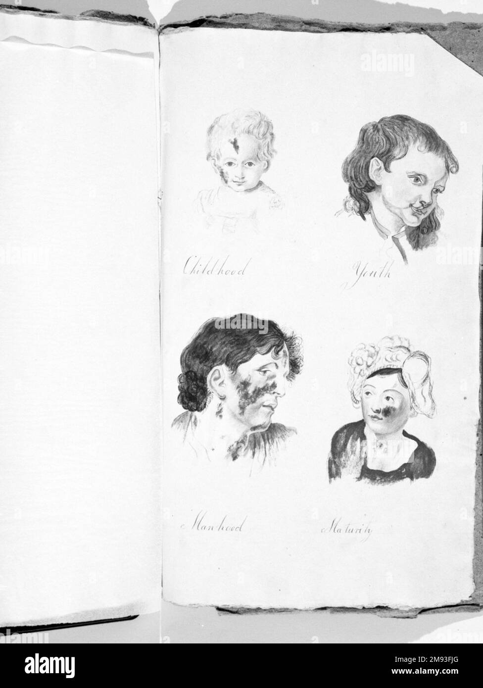 Carnet à croquis Jefferson Gauntt (américain, 1805-1864). Carnet d'esquisses, 1822. Graphite, crayon rouge, encre et aquarelle sur papier, 14 x 8 7/8 x 3/16 cm (35,6 x 22,5 x 0,5 cm). Art américain 1822 Banque D'Images