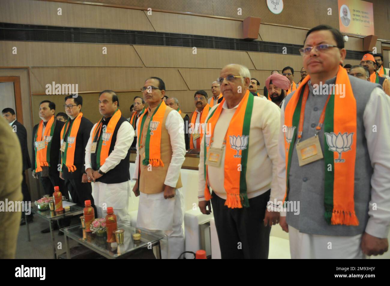 New Delhi, Delhi, Inde. 16th janvier 2023. Les ministres en chef et les dirigeants du BJP à la réunion de l'exécutif national du parti en présence du PM Narendra Modi et du Président national du BJP J. P. Nadda ji au Centre des congrès du NDMC. (Credit image: © Ravi Batra/ZUMA Press Wire) USAGE ÉDITORIAL SEULEMENT! Non destiné À un usage commercial ! Banque D'Images