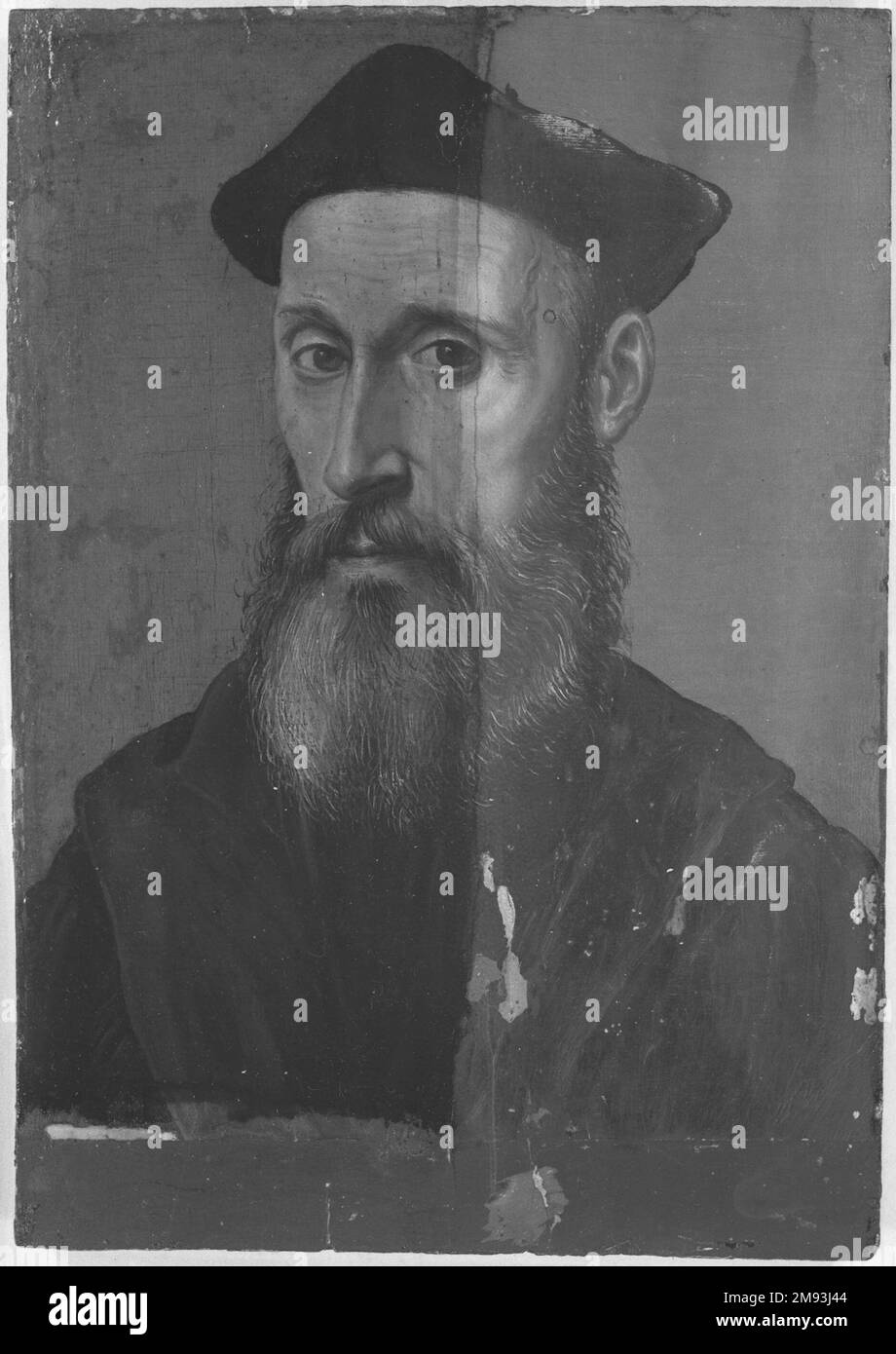 Portrait d'un homme en Noir Costume Corneille de Lyon (néerlandais,1500/10-1575, actif en France). Portrait d'un homme en costume noir. Tempera sur panneau, 8 1/2 x 5 7/8 po. (21,6 x 14,9 cm). Art européen Banque D'Images
