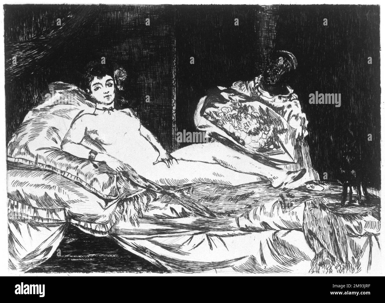 Olympia (Grande plaque) (Grande Planche) Édouard Manet (français, 1832-1883). , 1867. Gravure sur papier japonais rigide, plaque : 5 1/8 x 7 1/8 po. (13 x 18,1 cm). Art européen 1867 Banque D'Images